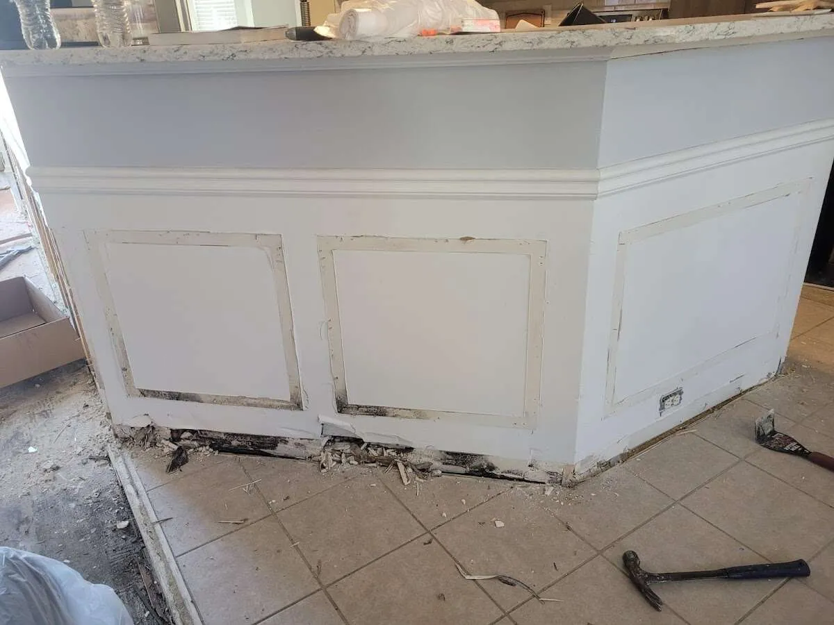 Water damage and mold on kitchen during Storm Damage Restoration in Goldenrod